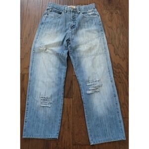 VTG SOUTHPOLE Men's Skater Grunge Distressed Baggy Wide Pipe Leg Jeans Sz 32x28